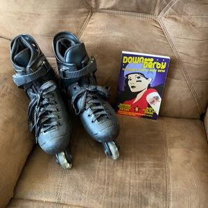 Lazer Rollerblades size 6 and Roller Derby Book